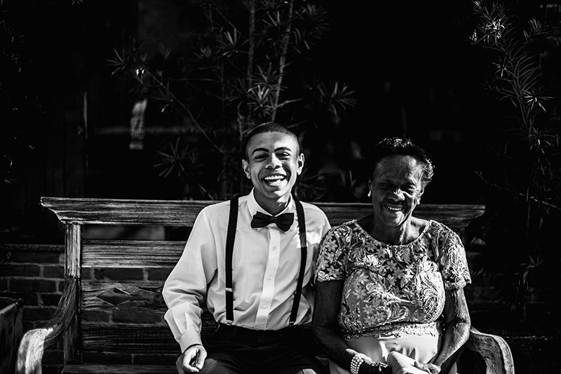 Photo of a young man and older woman